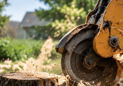 Backyard stump grinding