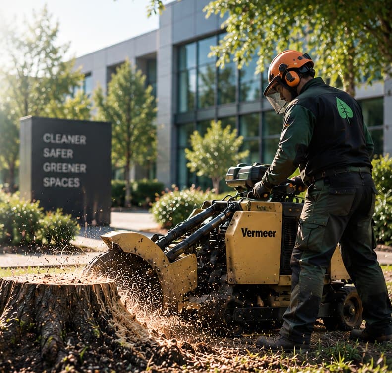 Everest Stumps crew grinding a stump